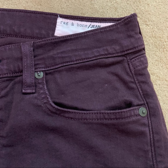 Rag & Bone Dre boyfriend skinny ankle wine colored jeans - Picture 9 of 12